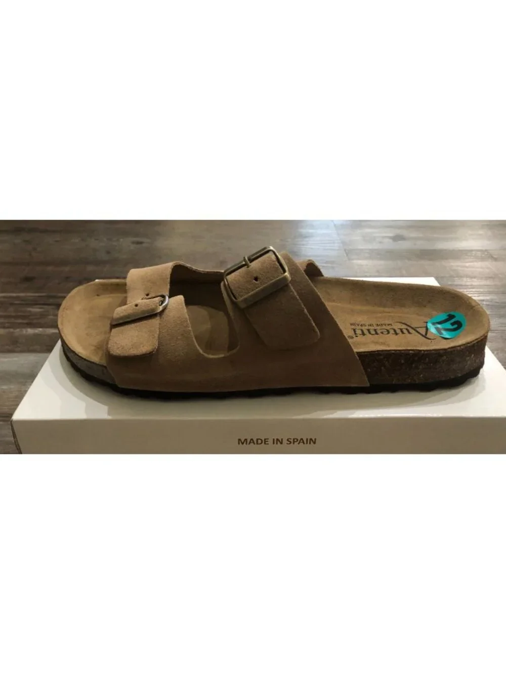 Autenti Sandals Mens Size 12 Brown Double Buckle Made in Spain New in Box